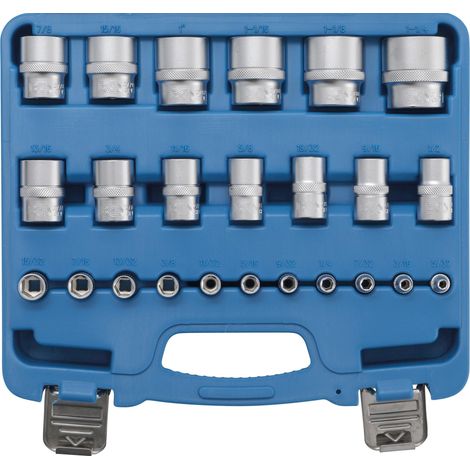 BGS Jeu de douilles six pans entraînements carré intérieur 6,3 mm (1/4"), 12,5 mm (1/2") dimensions en pouces 24 pièces - 2246 (1/5)