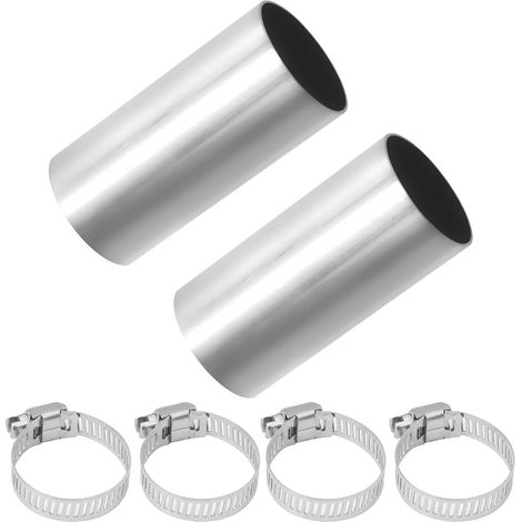 Pack of 2 Exhaust Pipe Connector for Auxiliary Heater, Exhaust Pipe Auxiliary Heater Connector, Stainless Steel Auxiliary Heater Stump, 24 mm Exhaust Pipe with 4 Clamps for Diesel Air Heating