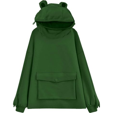 Sweat à capuche zippé pour femme/fille avec motif grenouille et grande poche avant (1/5)