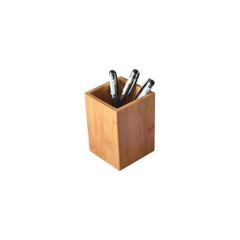 Support de porte-crayon en bois de bambou pour stylo de bureau (1/4)