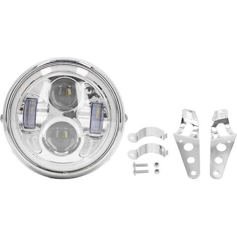 Phare LED pour motos, 6,5 pouces, lentille PC transparente, étanche, résistant aux chocs, lampe avant pour Scooter, vélo de rue, 12V (1/5)