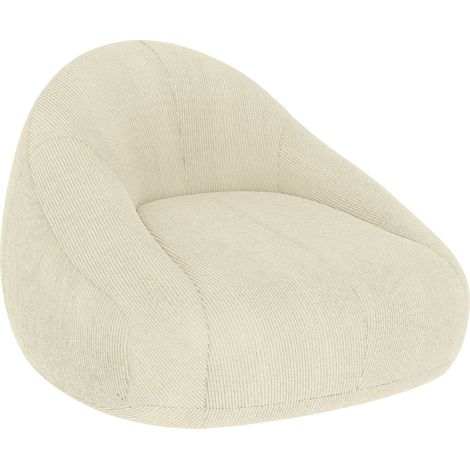 Canapé pouf - HOMCOM - enveloppant sans montage pour lecture gaming méditation - velours côtelé mousse - 114x121x60cm - crème (1/5)