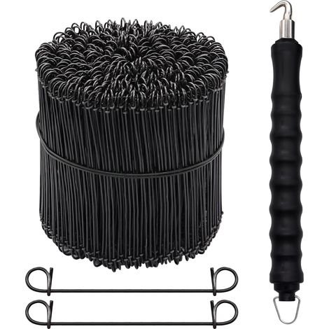 501 pièces attaches de barre de fil d'armature à double boucle noire calibre 16 6 pouces avec outil de torsion de fil d'attache de barre d'armature automatique noir (1/5)