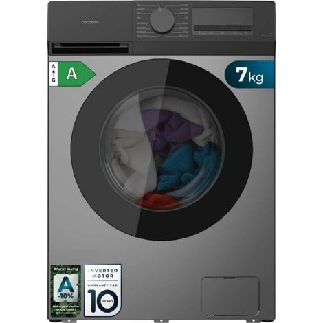 Cecotec Lavadora Carga Frontal 7Kg Bolero DressCode 7450 Inverter Steel, 1200 rpm, 16 programas, Clase A-10%