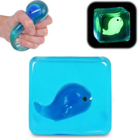 Cube anti-stress lumineux baleine de 5,5 cm à remontée lente (1/5)
