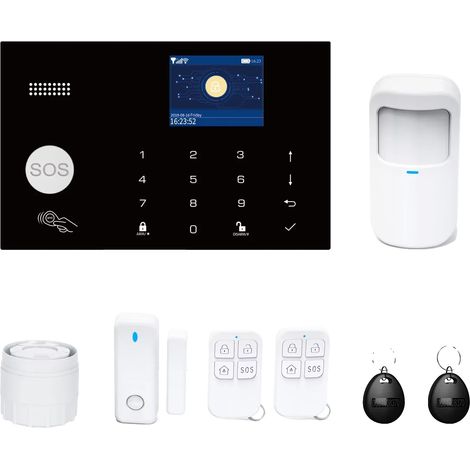 Kit de alarma de seguridad para el hogar, WiFi GSM, compatible con Alexa y Tuya, color marfil, sin enchufe. (1/2)
