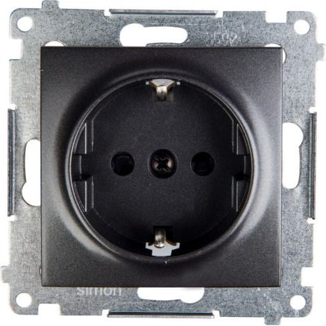 Simon 54 Presa singola Schuko con/senza 16A IP20 con otturatore a binario antracite DGSz1Z.01/48
