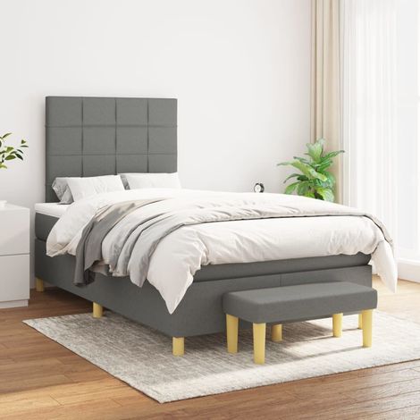 Boxspringbett mit Matratze Dunkelgrau 120x200 cm Stoff (1/5)