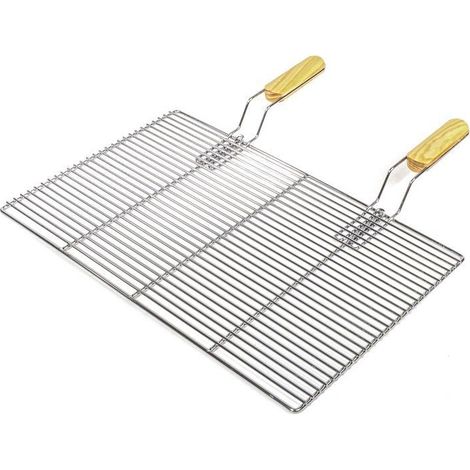 Grille De Barbecue + Poignées, Rectangulaire, Acier Inoxydable, 54 X 34 cm