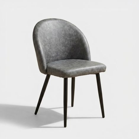 Sillón moderno en ecopiel y metal Sissy - Gris