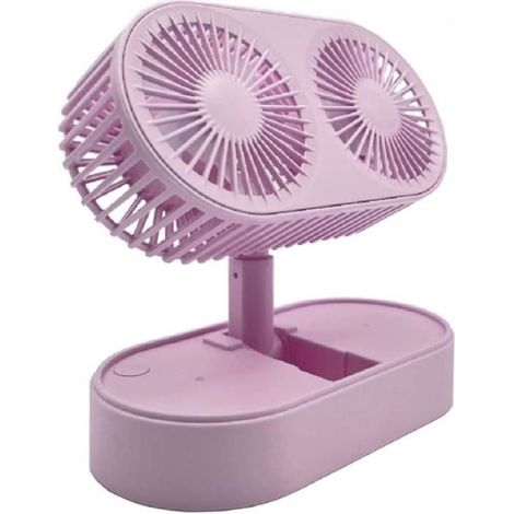 Ventilateur USB - Mini Ventilateur Portable Rechargeable - 3 Vitesses - Rotation 135° - Batterie 1200 mAh - Pour Bureau Maison Extérieur - 1 Pièce (1/4)