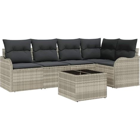 Maison Exclusive - Gartensofa-set mit Speicher 6 pcs Hellgrau Pol