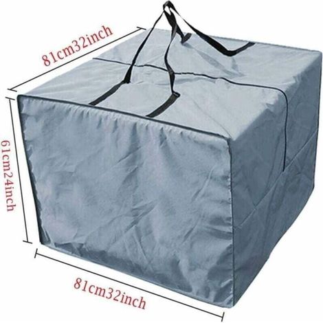 Sac de rangement pour coussins - Sac de rangement durable en 210D pour coussins de jardin, sac de rangement zippé avec poignée, capacité de 81 x 81 x 61 cm (gris) (1/3)