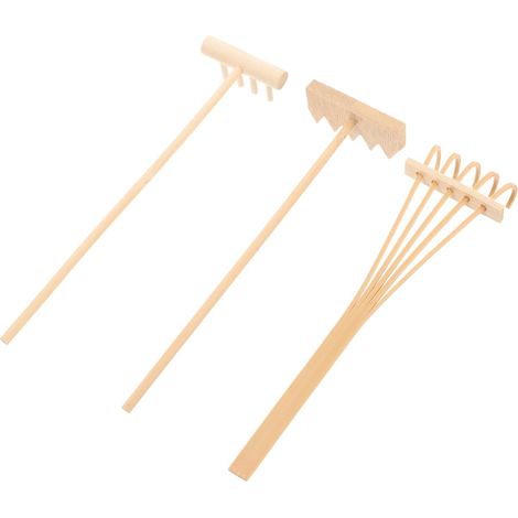 Lot de 3 Outils Mini Zen en Bambou, Râteau de Désherbage pour Sable Zen, sans Odeur, Décoration de Maison (1/5)
