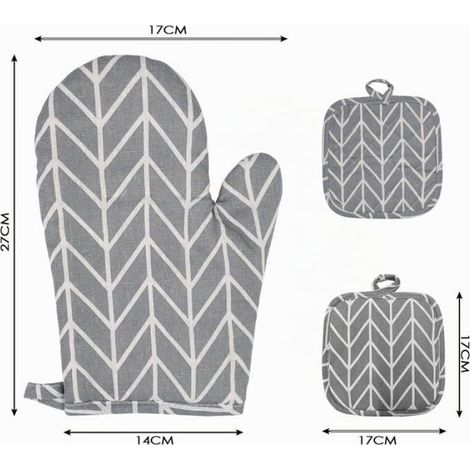 Gants Four - Coton Résistant Chaleur Jusqu'à 300 °C - Pour Cuisson Pâtisserie Grillage - Lot de 1 Paire + 4 Maniques (1/5)