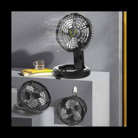 Ventilateur de Camping Ventilateur Portable Rechargeable avec Lampe de Bureau Ventilateur Pliant Dortoir Ventilateur TéLescopique (1/5)