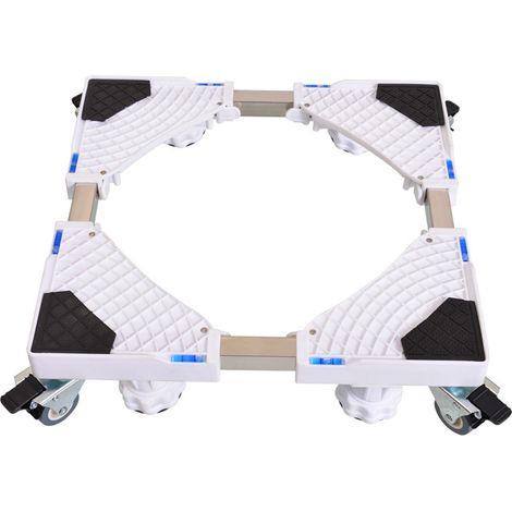 Soporte para lavadora/secadora Mufunye, base para frigorífico/lavadora/secadora, longitud ajustable de 47 a 69 cm, carga máxima de 150 kg, reducción de ruido, blanco y negro. (1/5)