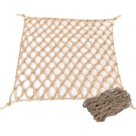 Red de cuerda de cáñamo de 8x10 m, red decorativa para interiores o exteriores, cuerda de 4 mm de grosor, malla de 10 cm, red de seguridad para gatos para decoración de paredes o techos. (1/5)