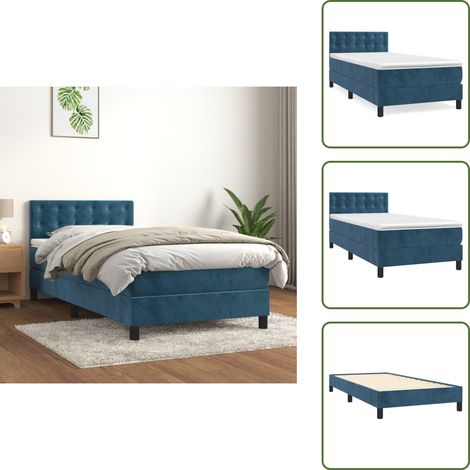 Boxspringbett mit Matratze Dunkelblau 90x200 cm Samt - Boxspringbett - Samtbett - Doppelbett - Liegekomfort - Schlafsystem (1/5)
