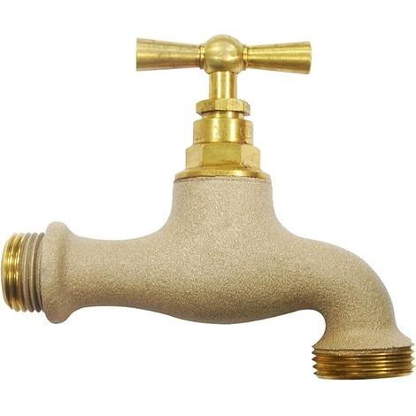 Boutté – Robinet laiton beige sable – Entrée 15x21 (1/2") Nez 20x27 – Raccord standard arrosage – Finition décorative (1/2)