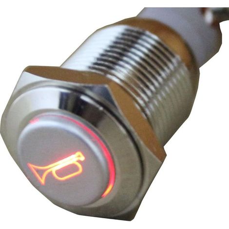 16mm Puissance Rouge LED 12V 3A Bouton Poussoir Voiture Klaxon Momentané Interrupteur à Bascule Commutateur Métal Corne Orateur Horn (1/5)