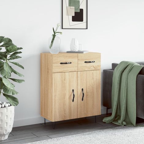 Buffet bas,Buffet Commode industriel chêne sonoma 69,5x34x90 cm bois d'ingénierie -QS12591 (1/5)
