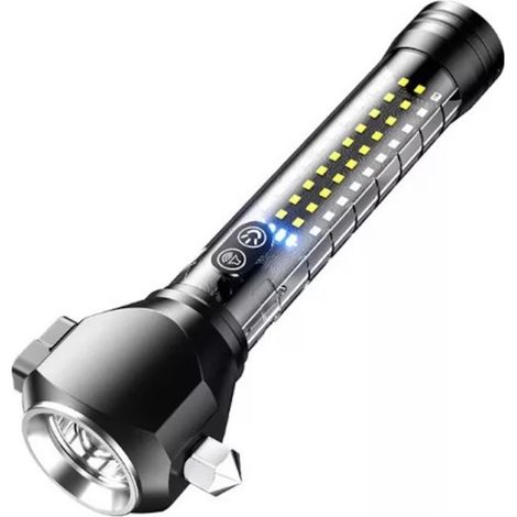TRADE SHOP - Torcia Elettrica Ricaricabile Multiuso A Led In Alluminio Q-d650 Emergenza Martello -