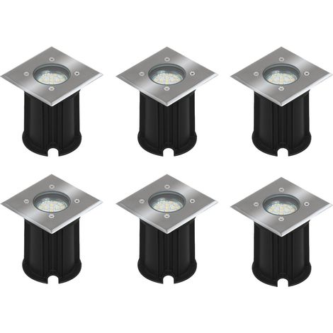 6er-Set LED-Bodeneinbaustrahler Outdoor, eckig, befahrbar, max 800 kg Last, IP65 (1/4)