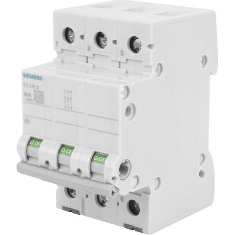 Interrupteur-sectionneur modulaire triphasé 100 A 400 V Sentron 5TL1391-0