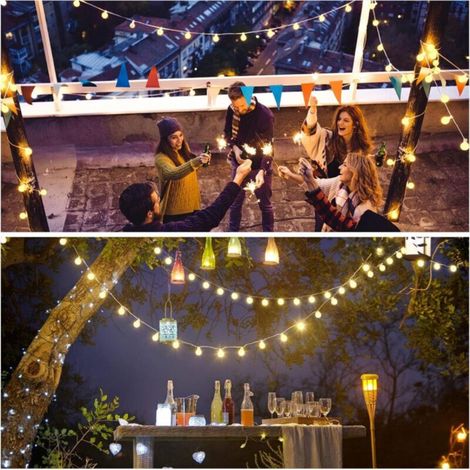 100 LED Christmas string lights, connectable for indoor and bedroom use, warm white, with remote control (1/5)