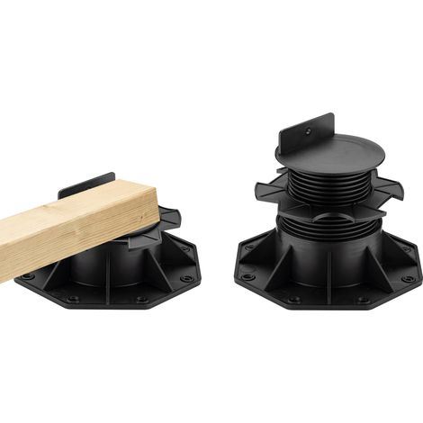 Wiltec Stelzlager für Terrassen, 2700kg, 60-128mm, höhenverstellbarer Stellfuß für Terrassendielen, Platten und Planken (1/5)