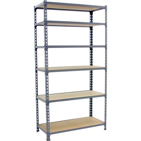 Estantería metálica sin tornillos SIMONCLICK de 6 estantes (250x120x40cm) GRIS Y MADERA (1/5)