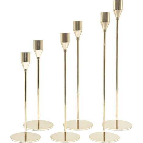 Lot de 6 bougeoirs dorés pour bougies coniques, bougeoir décoratif pour mariage, dîner, fête, anniversaire (1/5)