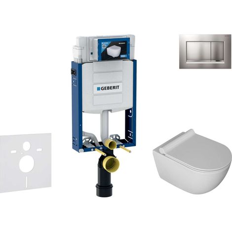 Geberit Kombifix - Conjunto de módulo de instalación empotrada, inodoro Gaia y asiento softclose, pulsador de descarga Sigma30, cromo mate/cromo SANI15CA1106 (1/5)