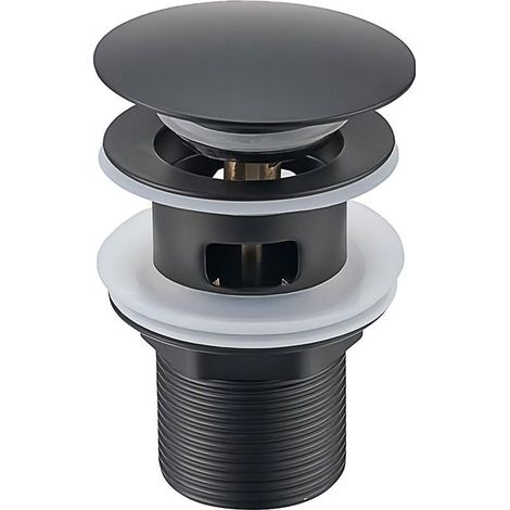 Garniture de vidage pour lavabo avec trop-plein, bonde de vidage, Pop Up Valve,Garniture de vidage universelle pour lavabo et plan de toilette (Noir) (1/3)
