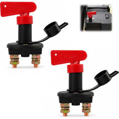 2pcs 12V Battery Disconnect Switch, Circuit Breaker, Battery Isolator with Keys for Boat, Car, Max 200A, Power Off Switch for Electrical Safety (1/5)