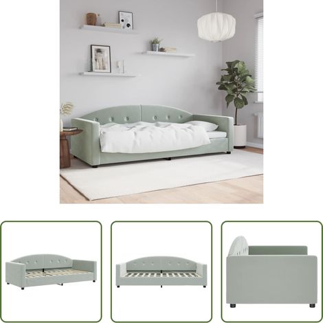 Sofa - Tagesbett Hellgrau 90x200 cm Samt (1/5)