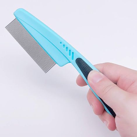 Peine antipulgas con mango de goma, apto para gatos y perros, que incluye peines para pulgas y garrapatas, así como peines de aseo. (1/4)