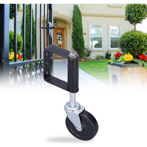 Roue tubulaire de frein en caoutchouc de 4 pouces avec ressort, roue accessoire de porte à trois trous, adaptée aux portails de maisons et d'usines. (1/5)