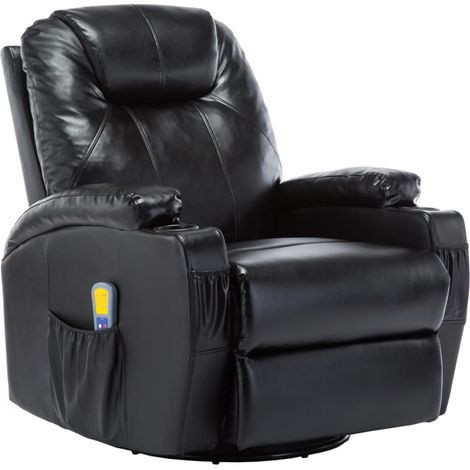 Fauteuil de massage inclinable électrique simili cuir noir Ripau (1/5)