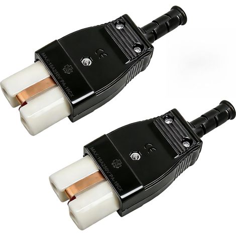 2 Pièces Deux Prises pour Appareils Électroménagers À 3 Broches Avec Inserts En Céramique Fiche Chauffante en Céramique pour Radiateurs, Gaufriers, Fers À Repasser et Autres Anciens Appareils (1/5)
