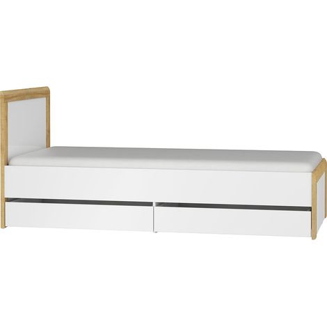 Cama 90x200 con cajones Teo Blanca y Madera (1/2)