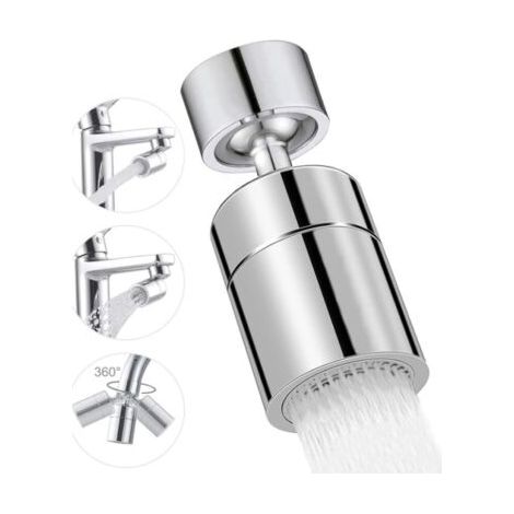 BUNTHAUS argent,Aérateur de Robinet, 360° Pivotant Embout Robinet Cuisine, 2 Modes Mousseur Robinet Economie Eau, Pour Robinet Pour Éviers de Cuisine Salle de Bain lavabo (1/5)