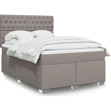 Boxspringbett mit Matratze Taupe 140x200 cm Stoff