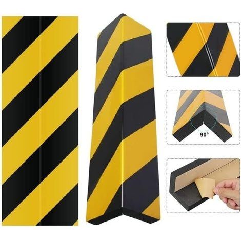 2 Pièces Protection d'angle Mousse Adhésives,40x15 cm Protecteurs de Porte de Voiture, Pare-Chocs de Garage Mousse Auto-adhésive pour Colonnes,Parc,Porte de Garage,Coin,Mur(Jaune Noir) (1/4)
