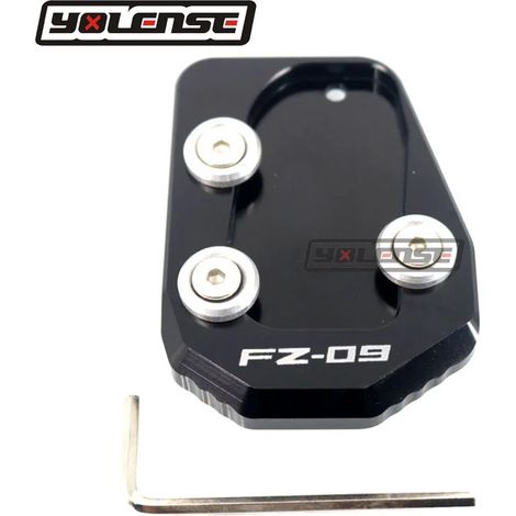 (LOGO FZ09 Noir) Compatible avec YAMAHA MT-09 XSR900 TRACER 900 SPORT FZ-09 13-16 Moto. Extension de béquille latérale. Plaque de support. Maxpower (1/4)