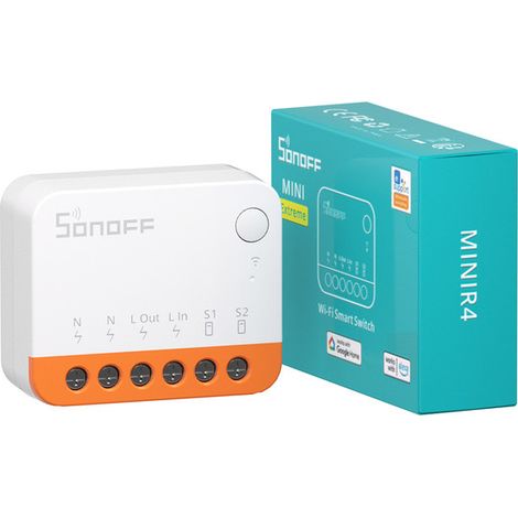 Interrupteur connecté WiFi 2 voies – Micromodule intelligent avec mode détacher le relais – Compatible Alexa et Google Home – 10A/2200W – Sonoff