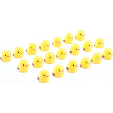20 pièces de poules jaunes miniatures, ornements de jardin miniatures pour maison de poupée (1/5)