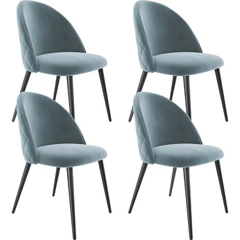 Set di 4 Sedie Imbottite Da Pranzo Ufficio In Velluto Sedia Con Gambe In Metallo Con Schienale Seduta Comoda Per Soggiorno Salotto Camera Design Goodsprings 43 x 47.5 x 80 Cm (Verde) (1/5)