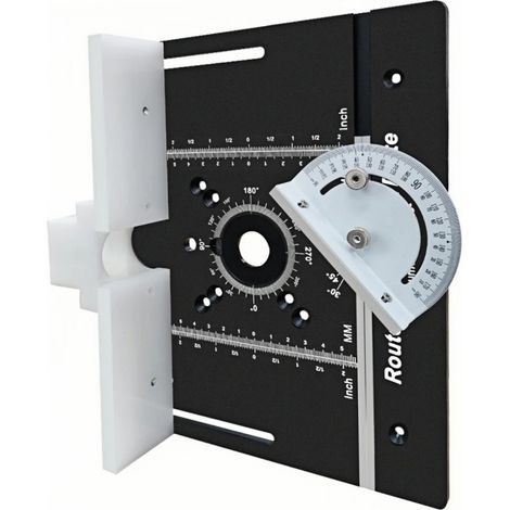 Plaque d'insertion pour table de défonceuse avec guide d'onglet, en alliage d'aluminium, pour établi de menuiserie, planche rabattable pour rainurage et découpe, échelles MM/pouces noires (1/5)